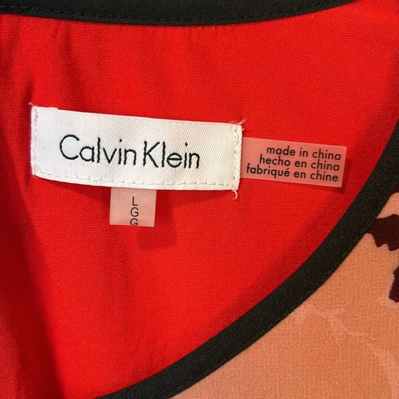 Beautiful Red & Black Calvin Klein Sleeveless Top Size L - Picture 3 of 5